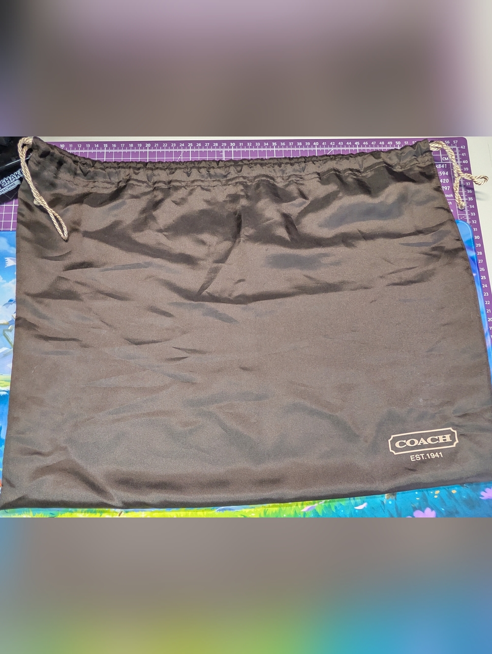 COACH Black Drawstring Logo Dust Bag